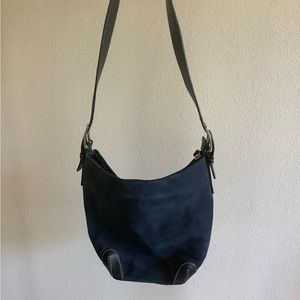 Preston &York Navy Suede Leather Shoulder Bag